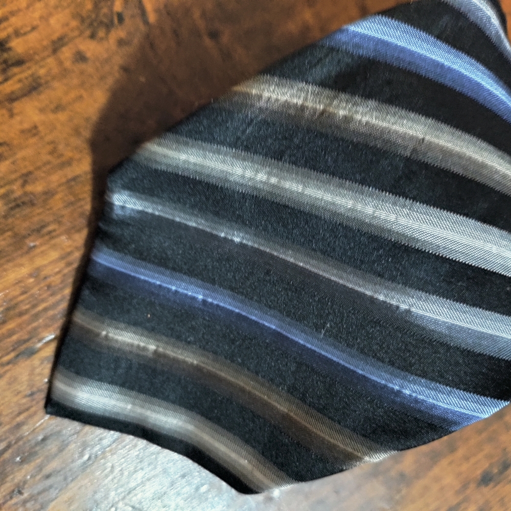 Kenneth Cole Black and Blue Striped Tie